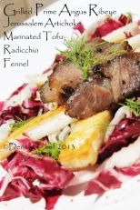 grilled angus beef rib eye recipe salad radicchio artichike root fennel