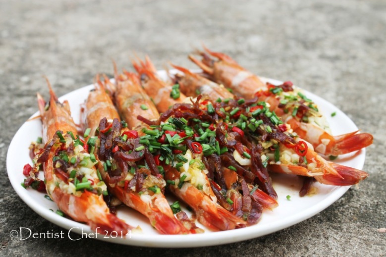 xo sauce shrimp steamed prawn chili garlic ginger chives lap cheong chinese sausage tim udang steam
