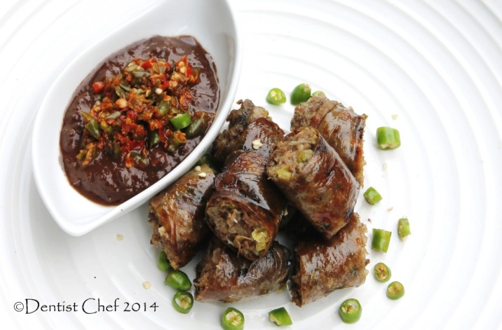 kidu-kidu resep sosis babi batak karo natural pork intestine casing sausage grilled charcoal hog intestine casing sausages